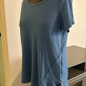 Soft Surroundings blue waffle shirt